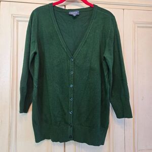 Modcloth Green Cardigan L Button Up 3/4 sleeves